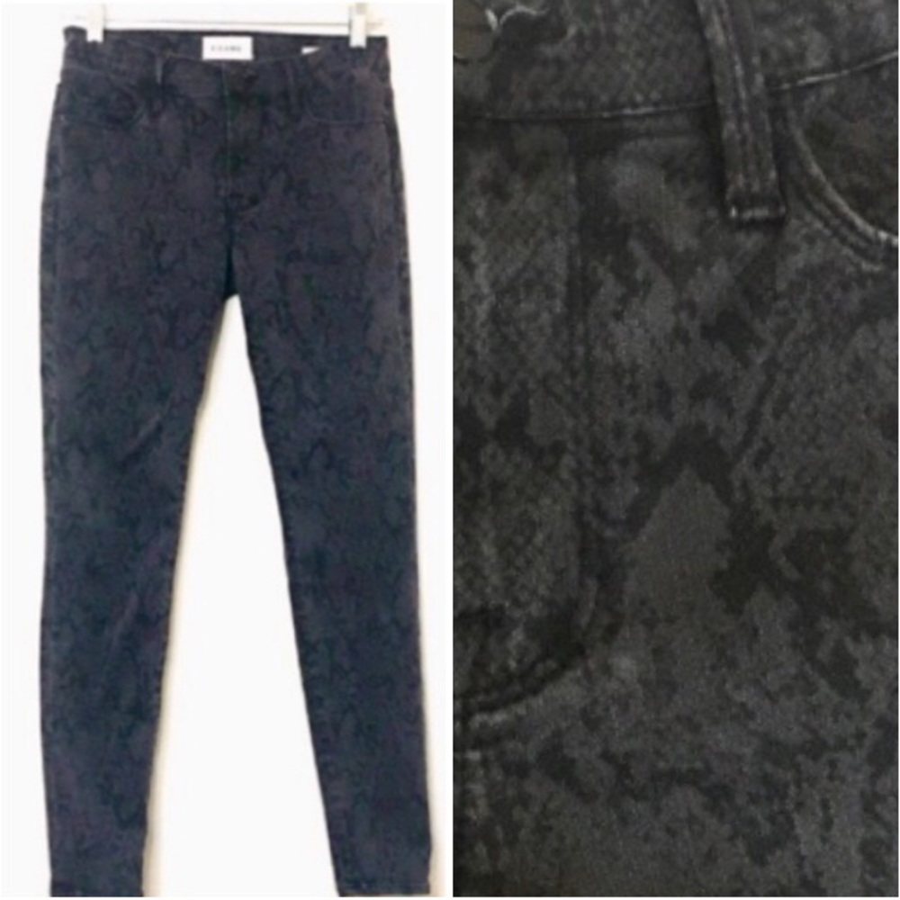 FRAME Skinny Jeans Gray Snakeskin Pattern Size 27